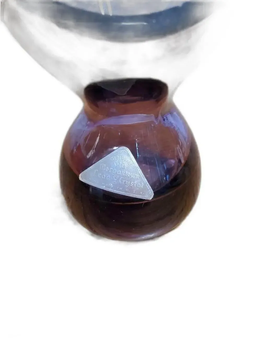 MORGANTOWN Adams, Slant Top Hourglass vase, Amethyst Purple candleholder, MCM